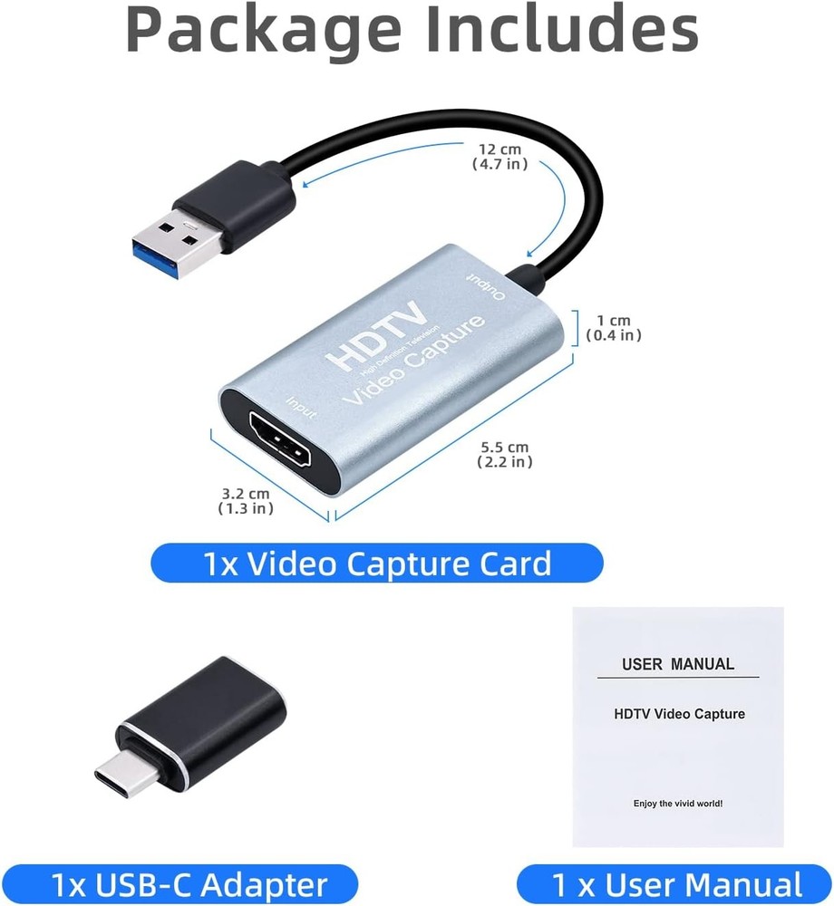 Mcbazel 4K HDMI Video Capture Card USB C, Device for Silver