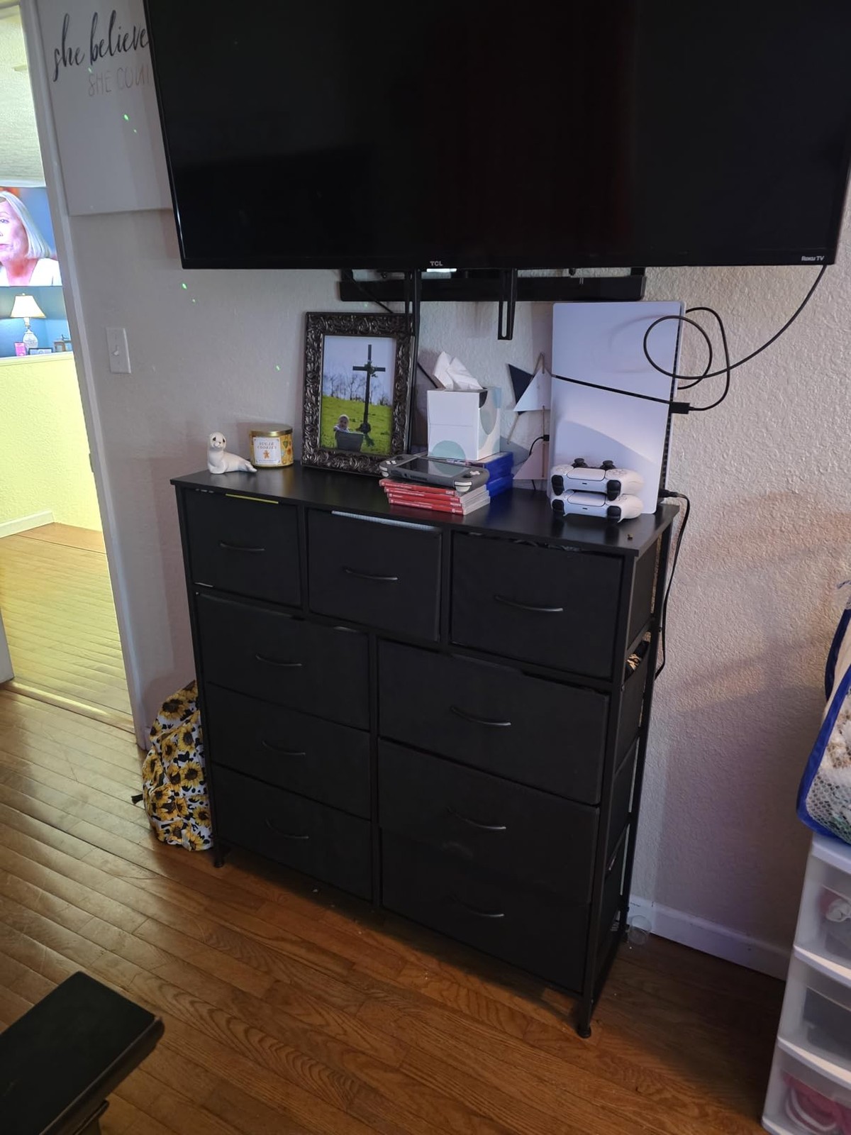 NEW 8 Drawer Organizer Dresser Storage Chest Bedroom Closet Wood Top Gray Fabric