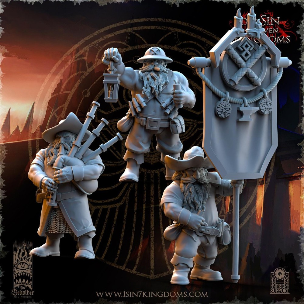 Dwarven Kingdoms Miners Command Unit | The Beholder Miniatures