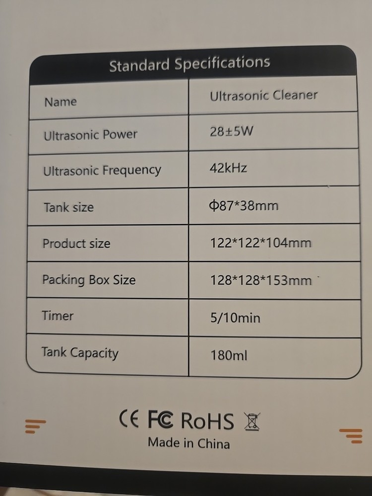 timepiece ultrasonic cleaner 42000hz