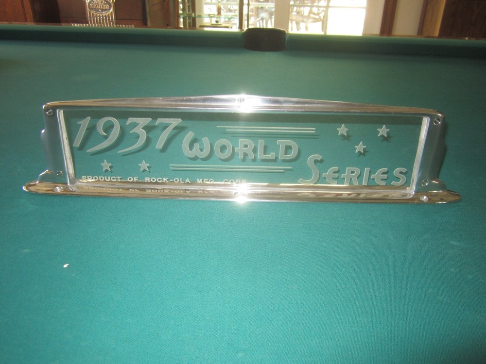 1937 ROCK-OLA WORLD SERIES BASEBALL MACHINE MARQUEE