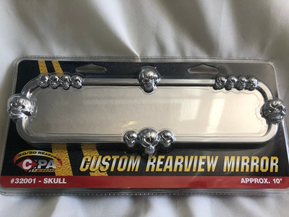 Skull Rearview Mirror -Approx. 10" (read description)