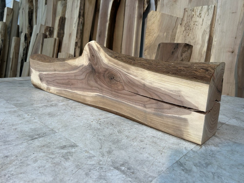 Figured Walnut Mantel/Fireplace Mantel Shelf/Solid Wood/Live Edge Walnut Shelf
