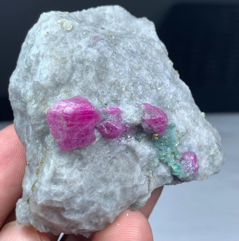 Ruby Crystals with Golden Pyrite on White Matrix, 121g