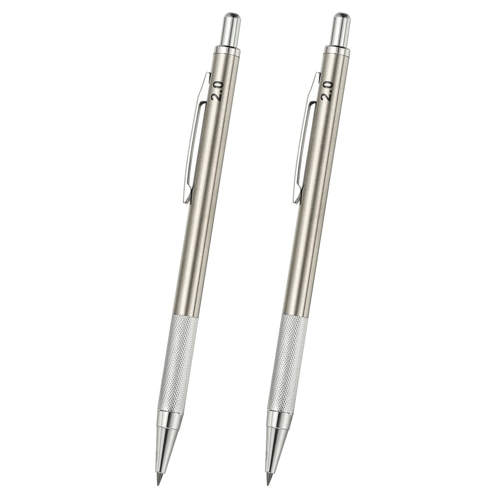 2Pcs Mechanical Pencil 2mm for Drawing, Silver