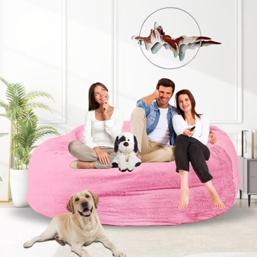 Bean Bag Chair for Adults 5FT,Soft 5ft-59x59x21in（Capacity: 3-4 People） Pink