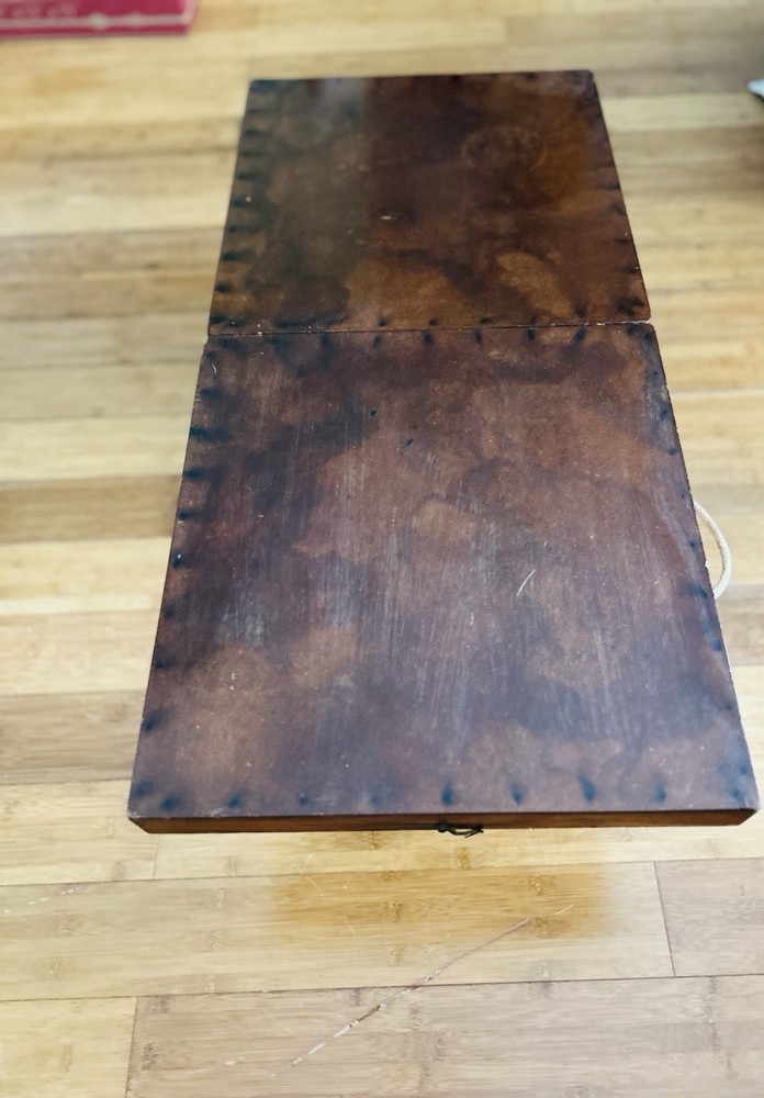 Small Antique Wood Folding Table 34”Collapsible