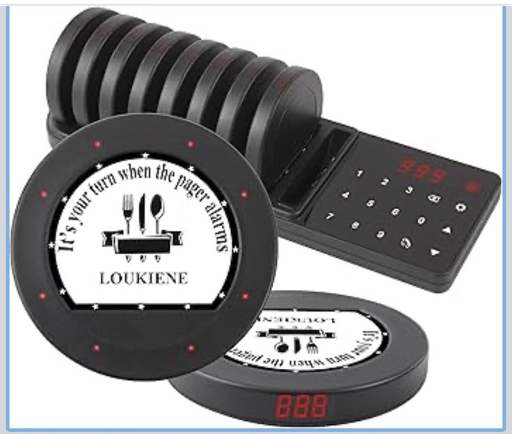 Restaurant Pager System, 10 Coaster Pagers, Wireless Beepers with Vibrate Fla...