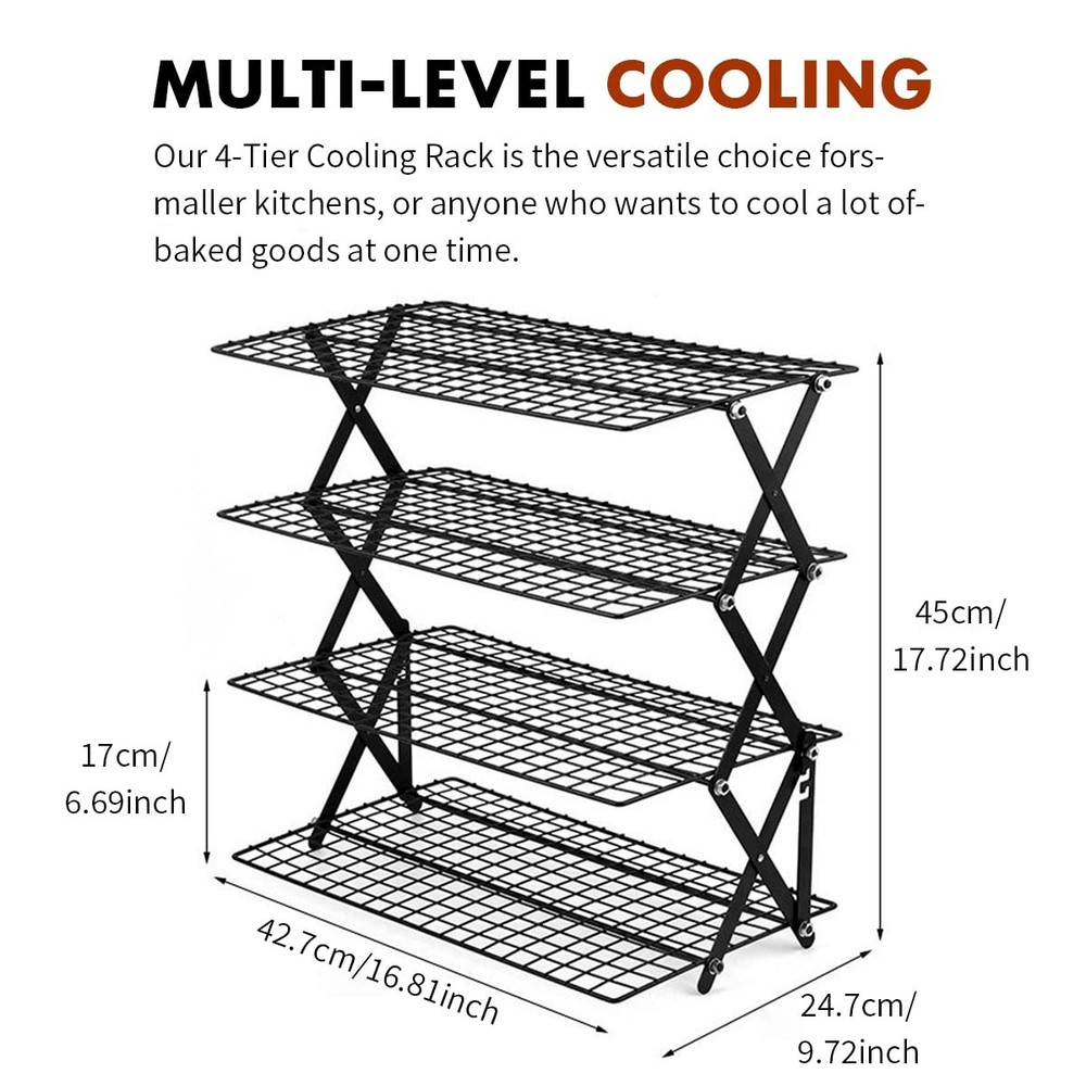PowerKing Upgraded Collapsible 4-Tier Cooling Rack, Adjustable Stackable Non-...