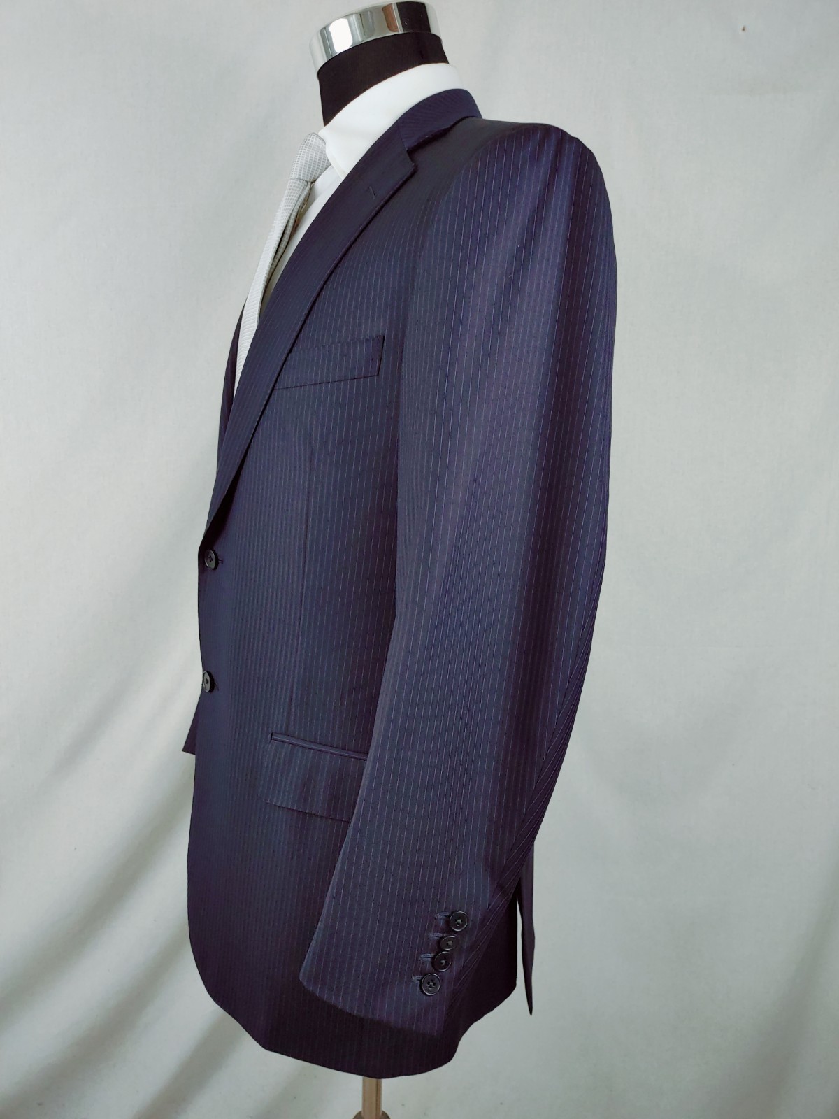 Ermenegildo Zegna Suit Jacket 42/44R Navy Blue Wool Pinstripe Italy Working Cuff