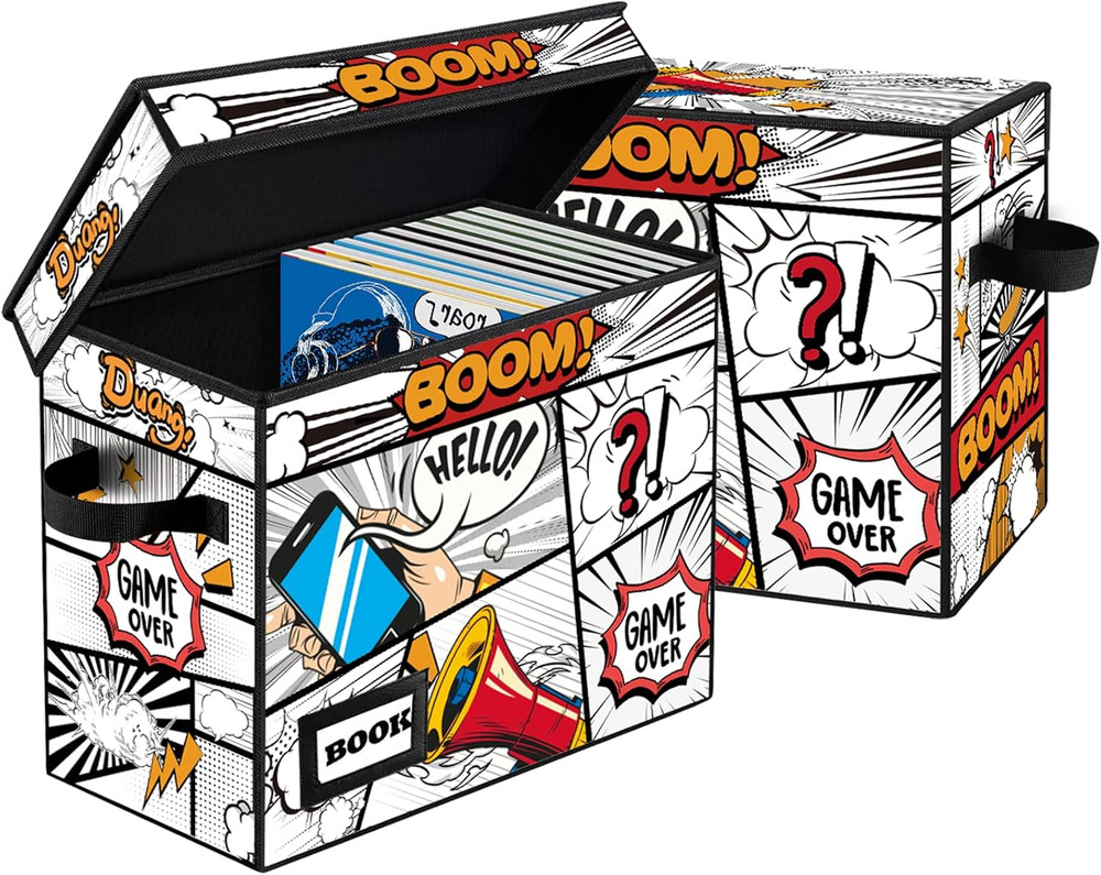 2 Pack Comic Book Storage Box, Collection Comic Protector Organizer, 15.8" X 7.8