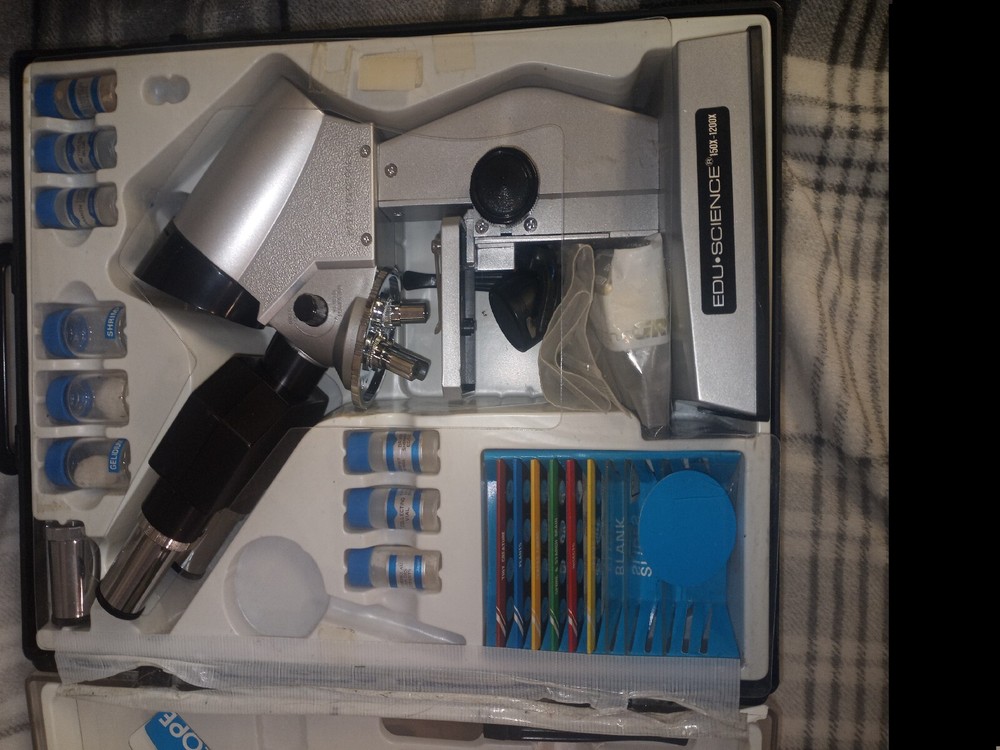Vintage Edu Science 150x -1200x Binocular Microscope Set