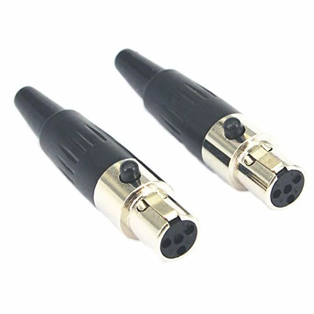 2/4X Mini XLR TA4F 4-Pin Female Audio Connector Microphone Cable Socket Adapter