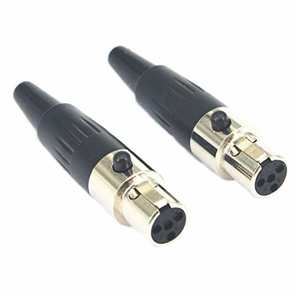 Mini XLR 4-Pin for Shure Wireless Headset Lapel Microphone Mic Connector 2 Pack