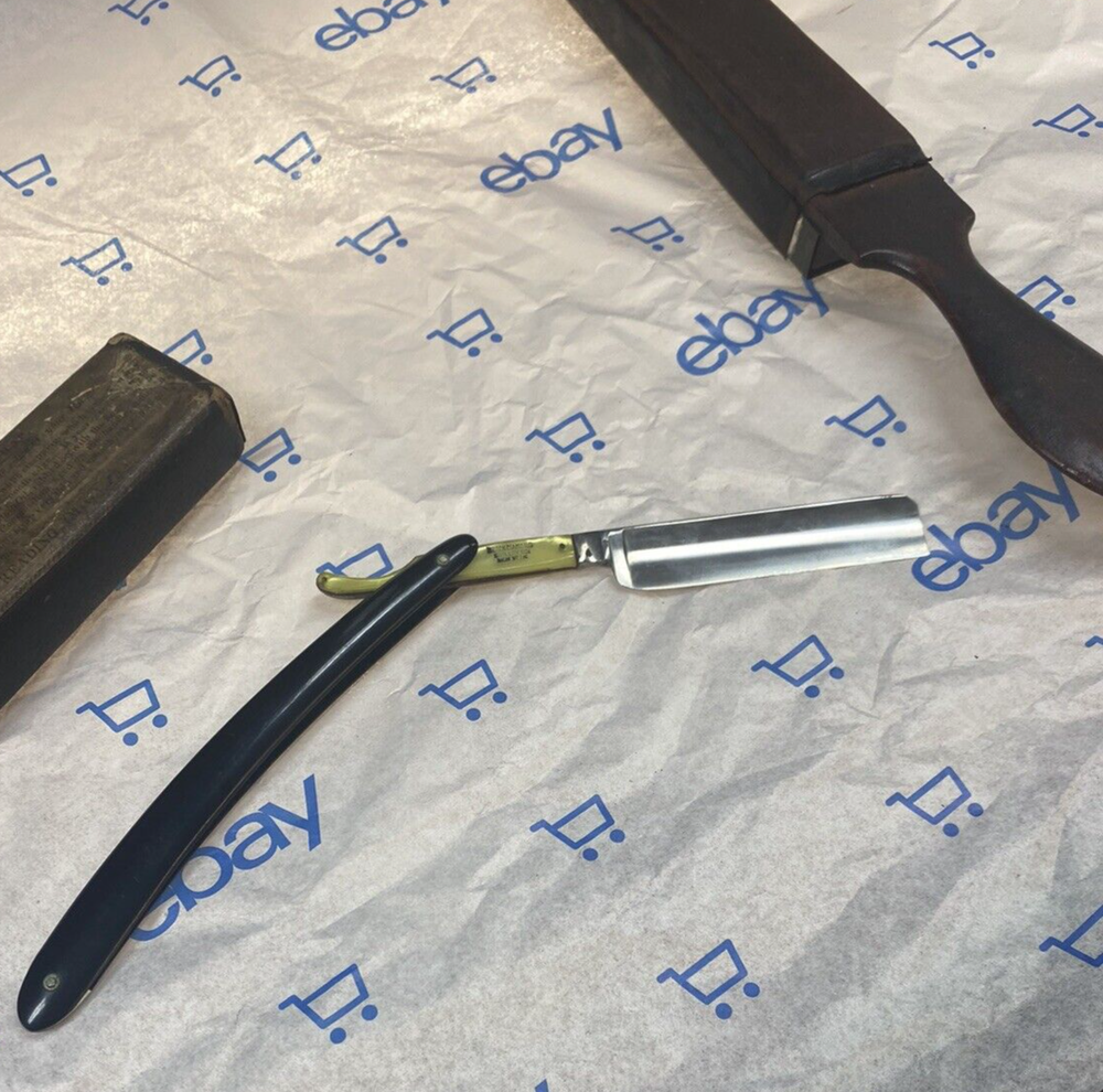 Vintage Black diamond Straight Razor # 36 WITH Leather Sharping Strap