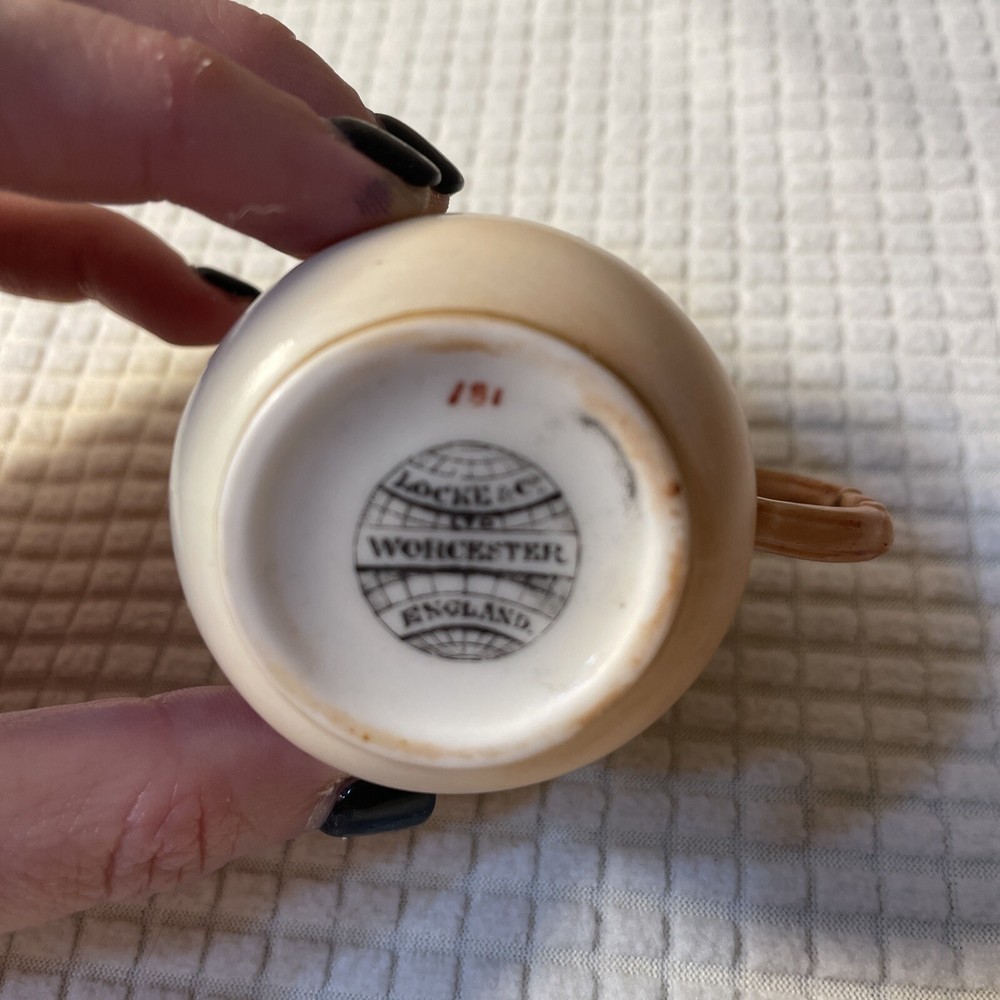 Antique Locke & Co Worcester England Blush Cream Tiny Teacup 2”