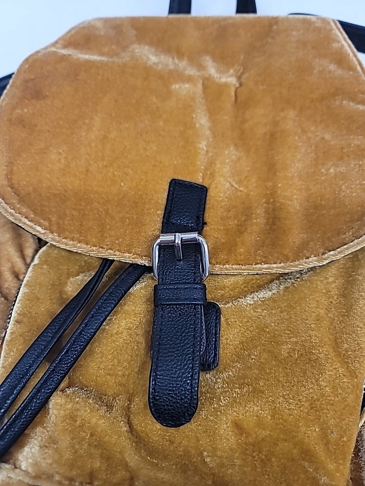 Light Brown Velvet Backpack/ Purse With Handle. Pull Up/ Drawstring Design.