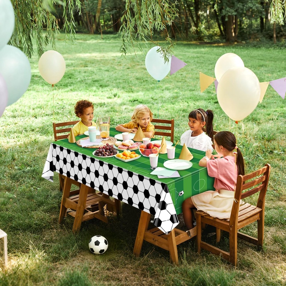 2 Pcs Soccer Table Cloth 54 x 108 Inches Disposable Plastic Rectangular Table...