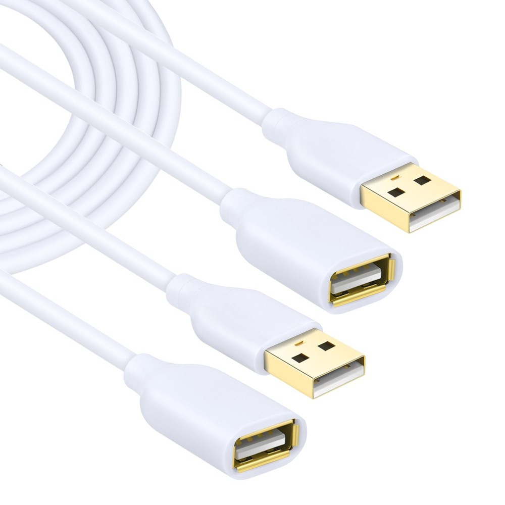Costyle White USB Extension Cable, 2-Pack 2.0 10ft/3m Type A 10FT,