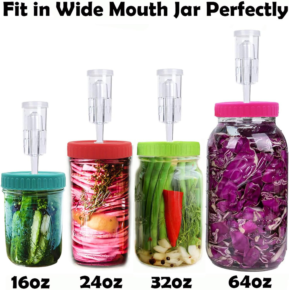 Fermentation Lids, Fermentation Kit for Wide Mouth Jars, 6 Set Plastic Fermentin