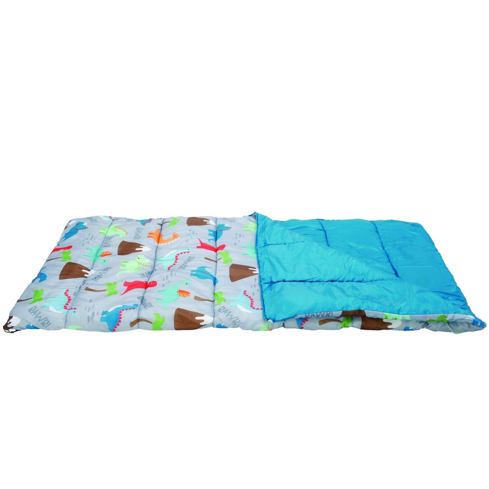 CRCKT Kids Rectangular 50F Sleeping Bag, Dino Print, Multicolor