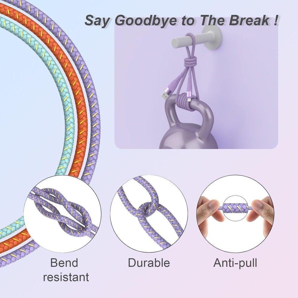 iPhone Charger Fast Charging Lightning Cable 6FT 3Pack[Apple MFi Certified] Long