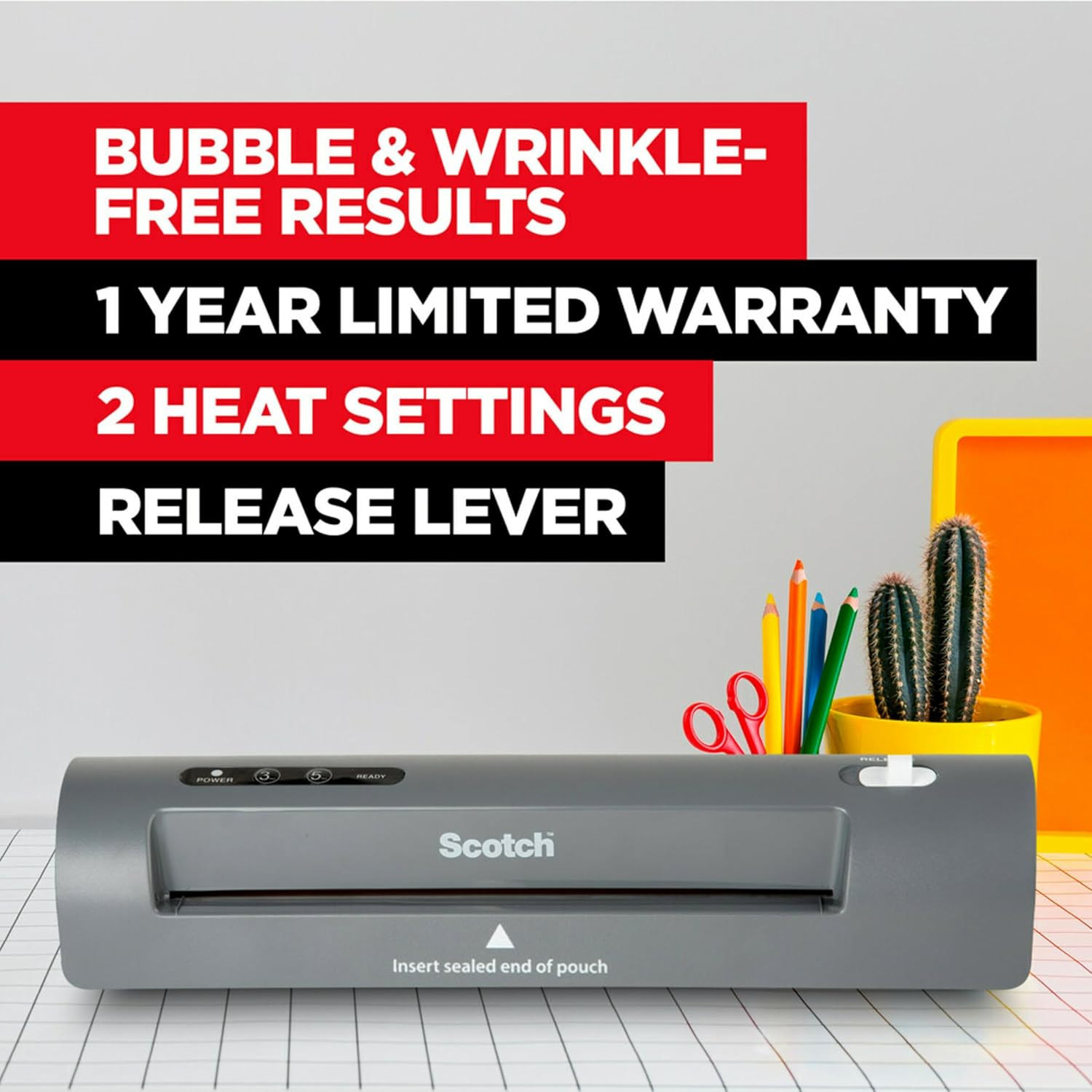 Scotch Thermal Laminator TL901X, 2-Roller System for Home, Office, or School