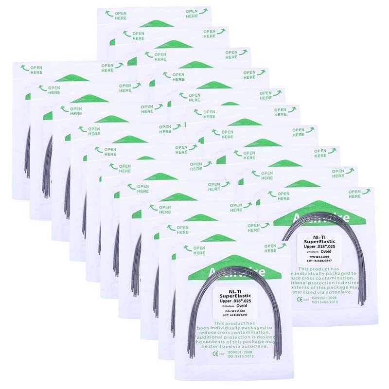 20x Dental Ortho Niti Arch Wire Super Elastic Rectangular Ovoid 018*025 Upper