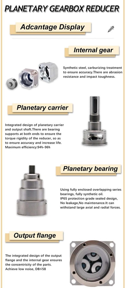 High Precision Planetary Gear Reducer Step-Down 19mm Input Low Noise 5:1-100:1