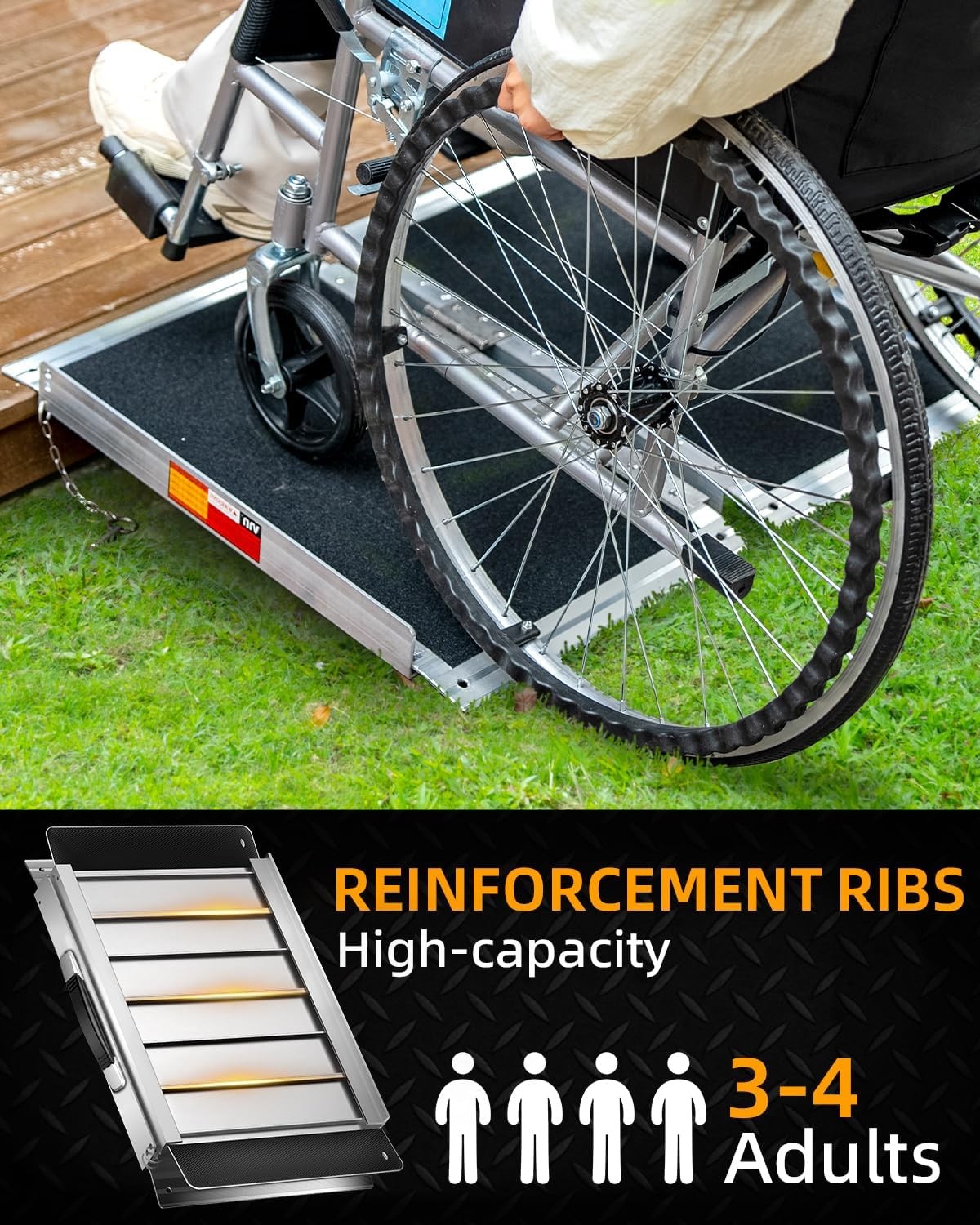 2-12ft Folding Aluminum Wheelchair Ramp Portable Mobility Scooter Non-Slip 800lb