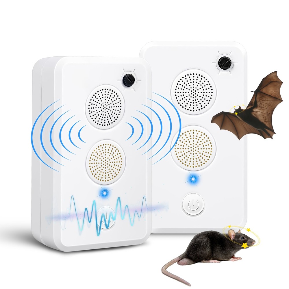 2/4PCS Electronic Ultrasonic Bats Rat Mouse Control Rechargeable