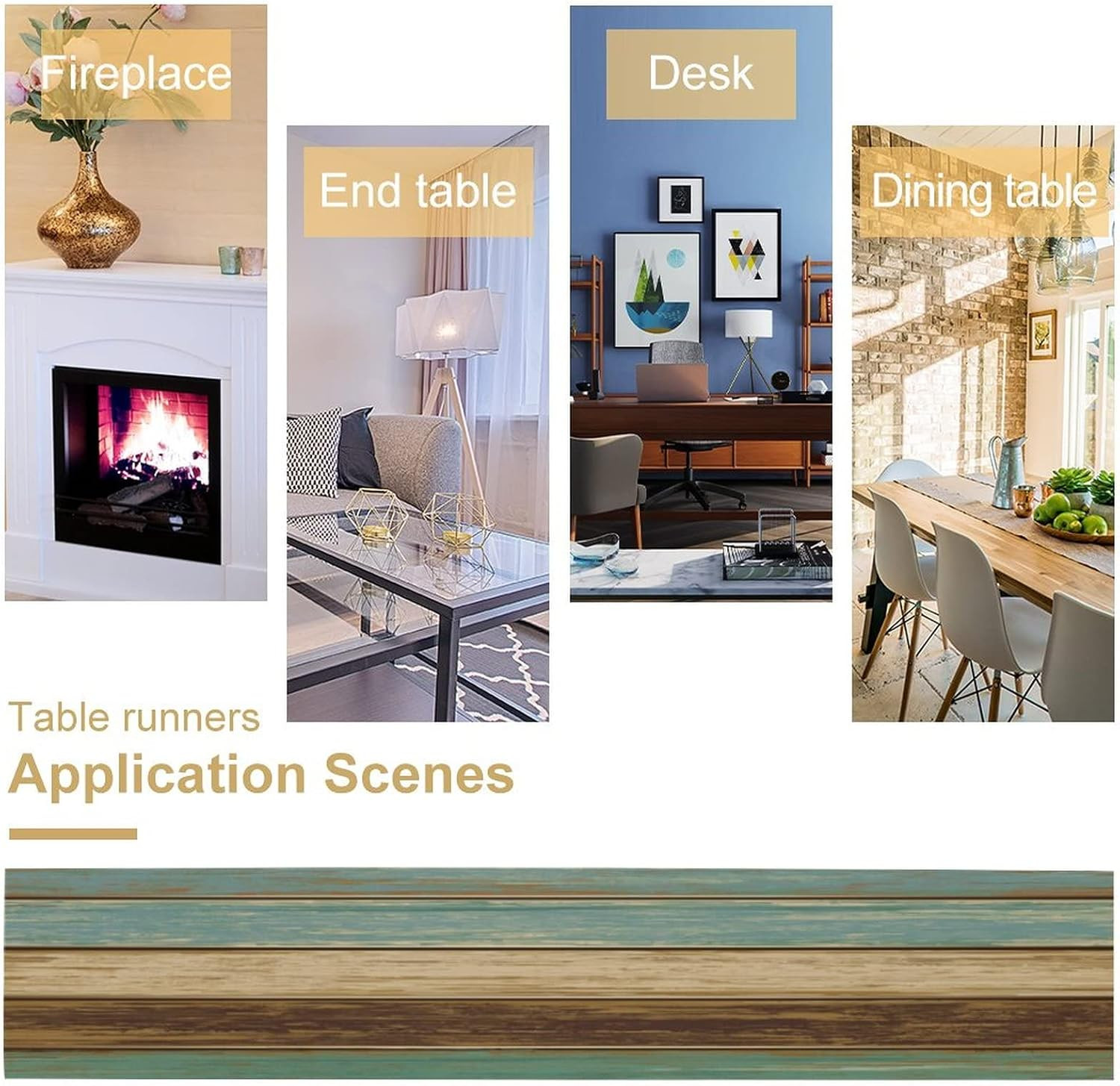 Farmhouse Cotton Linen Table Runners 13 X 72 Inches,Rustic Blue Table Runner for