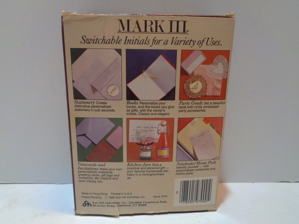 Mark III Hand Held Embossing Kit Switchable Monogram Initials New. Never Used.