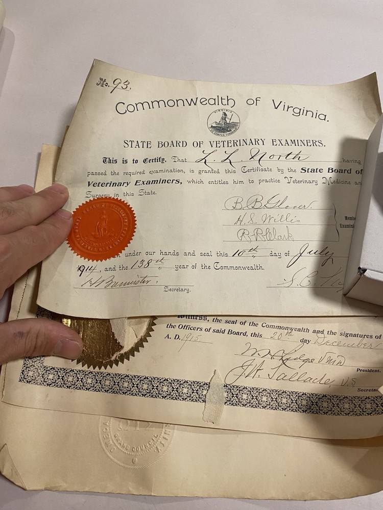 Ww1 Military Lot Rare Veterinary Unit Dog tags With Paperwork And More