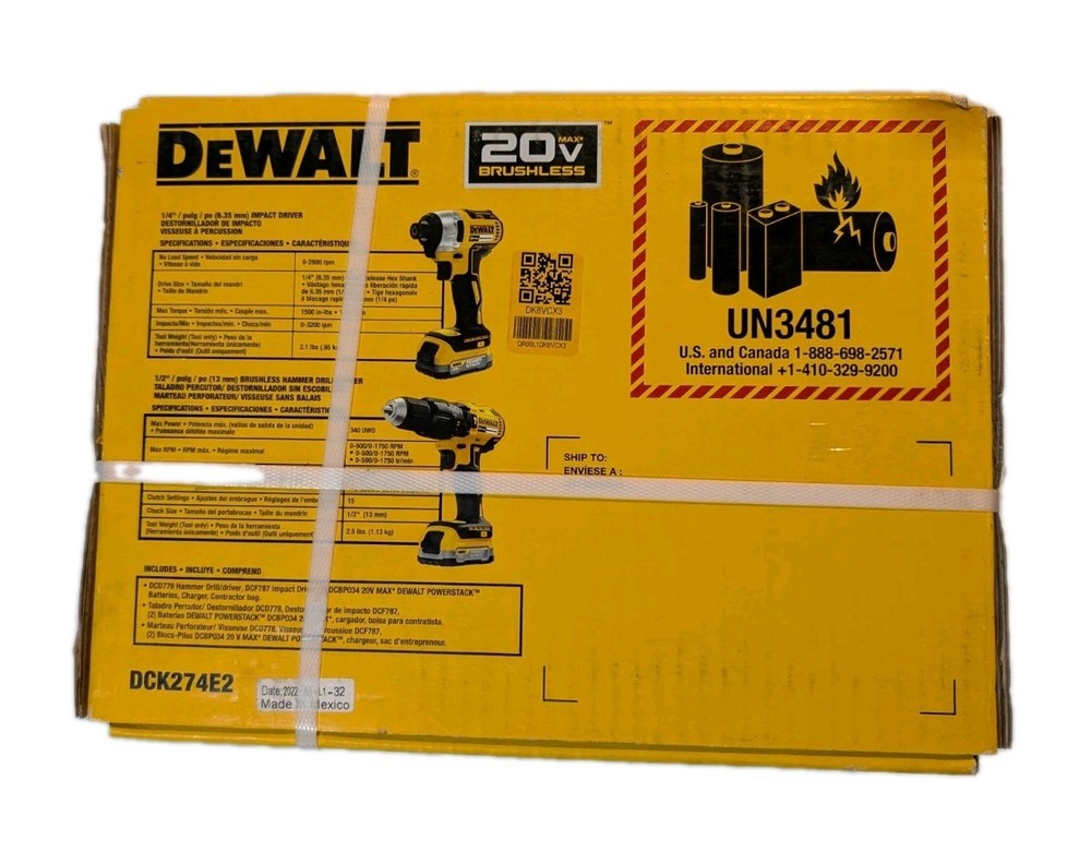 DeWalt DCK274E2 20v Brushless 2-Tool Combo Kit w/ 2 Power Stacks