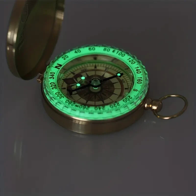 2pcs Waterproof Luminous Compass Camping Hiking Brass Compass Portable Compass
