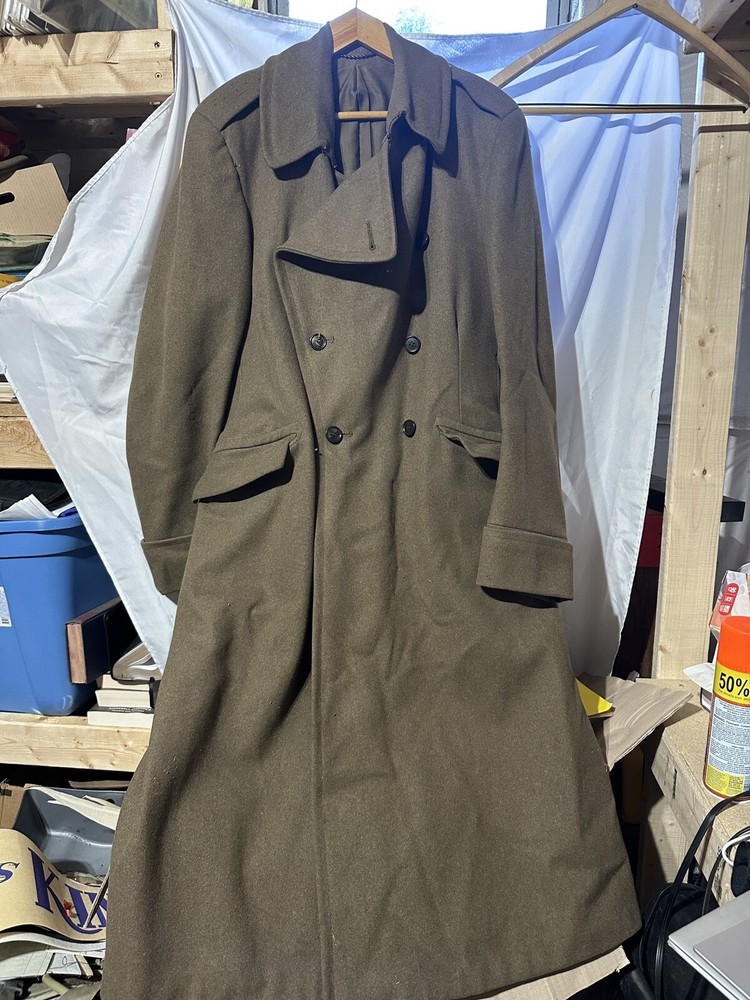 Vintage Army Jacket Men's Wool Overcoat