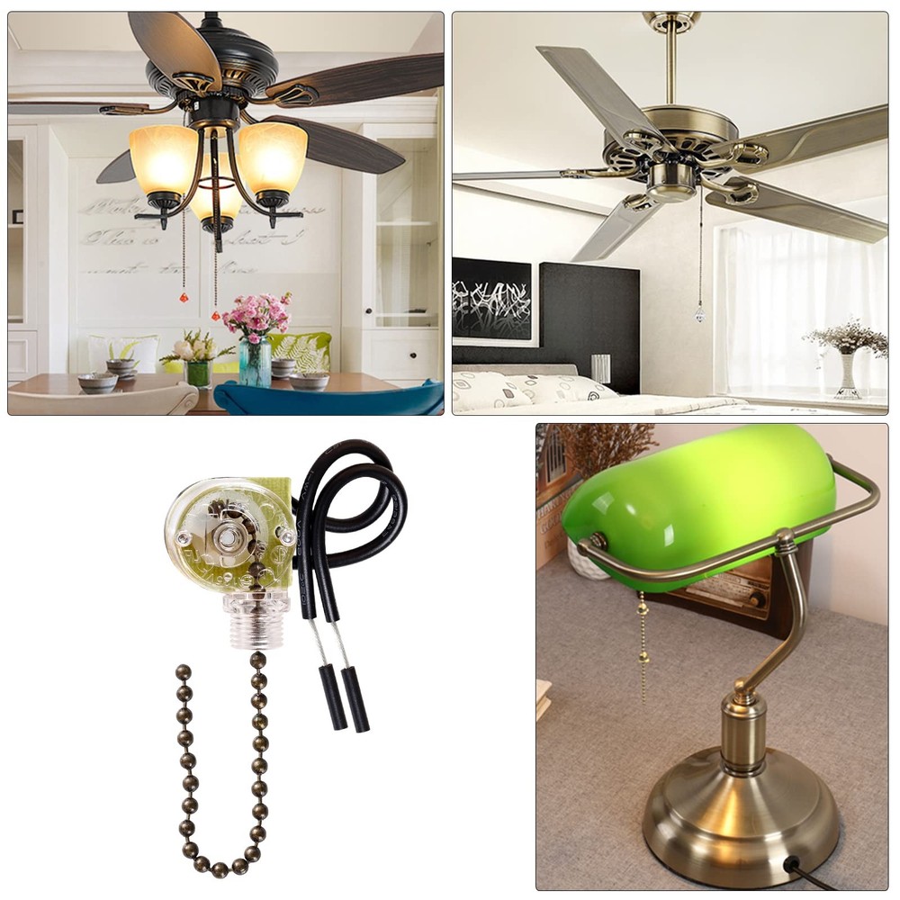 Topbuti 3 Pack Ceiling Fan Pull Chain Switch Zing Ear ZE-109 Two-Wire Bronze