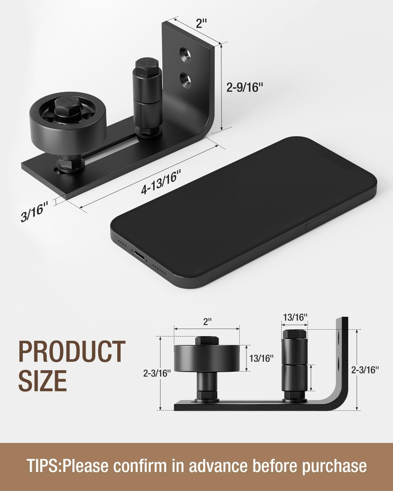 Sliding Barn Door Floor Guide Wall Mounted Hardware for Flush Bottom Adjustable