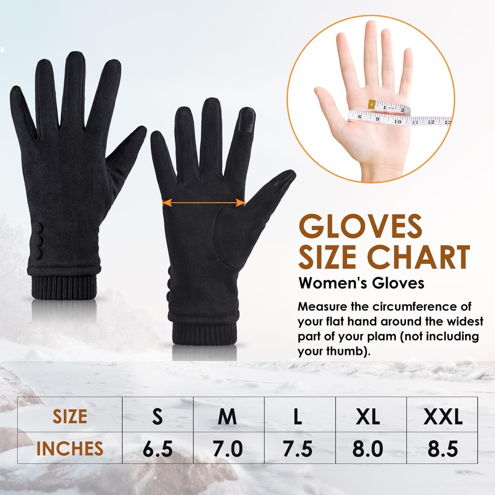 Dsane Womens Gloves Winter Touch Screen Texting Phone Windproof Small, Black