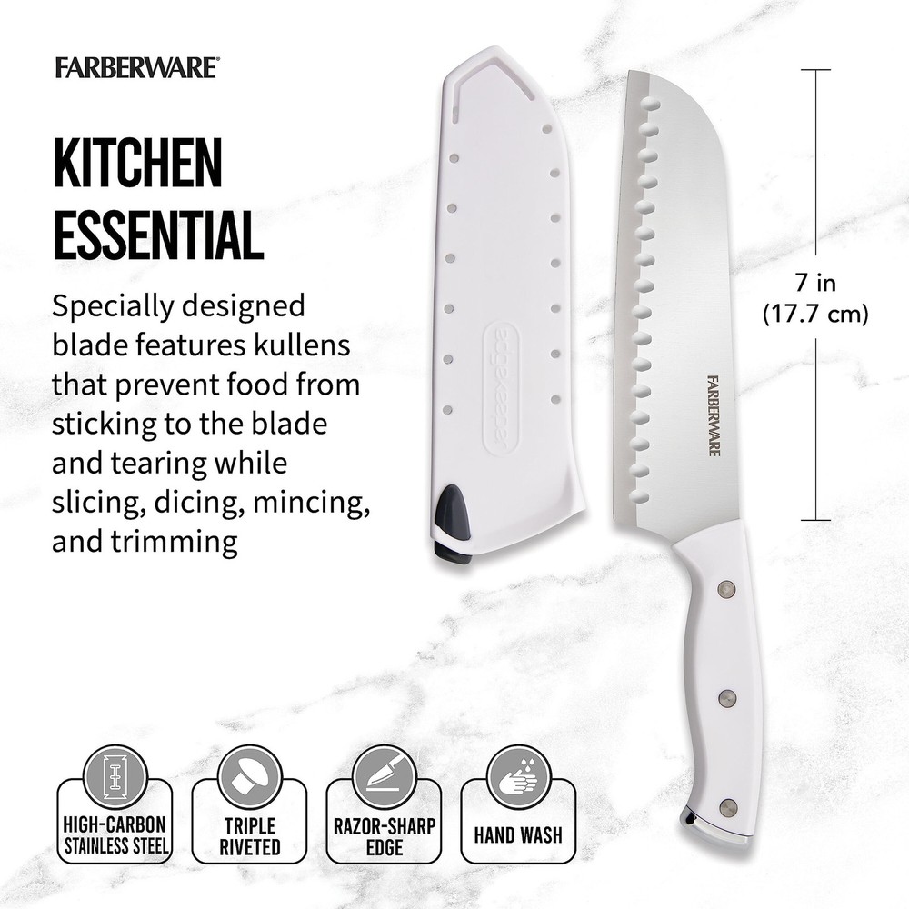 Farberware Edgekeeper Triple Riveted Santoku Self-Sharpening Blade Cover, Hig...