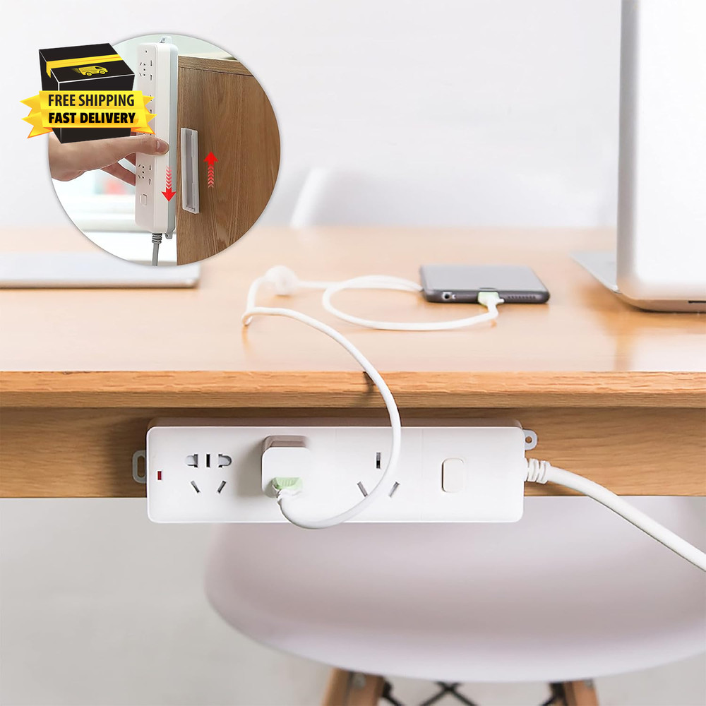 10-Pack Adhesive Punch-Free Socket Holder, Self Adhesive Desktop Socket Fixer, P