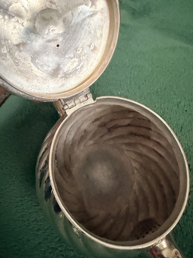 Silverplate Antique Teapot Swirl Pattern Swirl Design Marked 3785