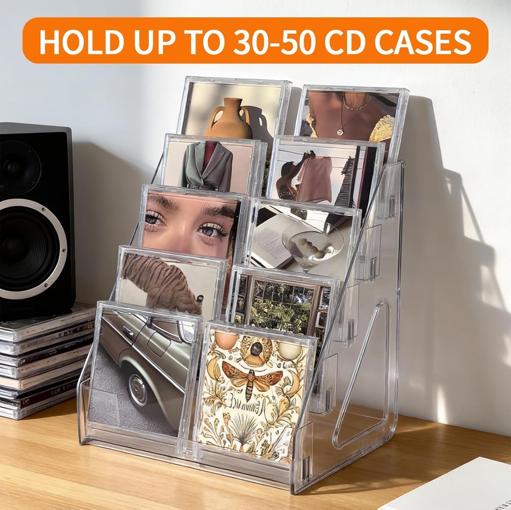 5-Tier Acrylic CD Rack CD Display Holder Cascading CD Storage Rack