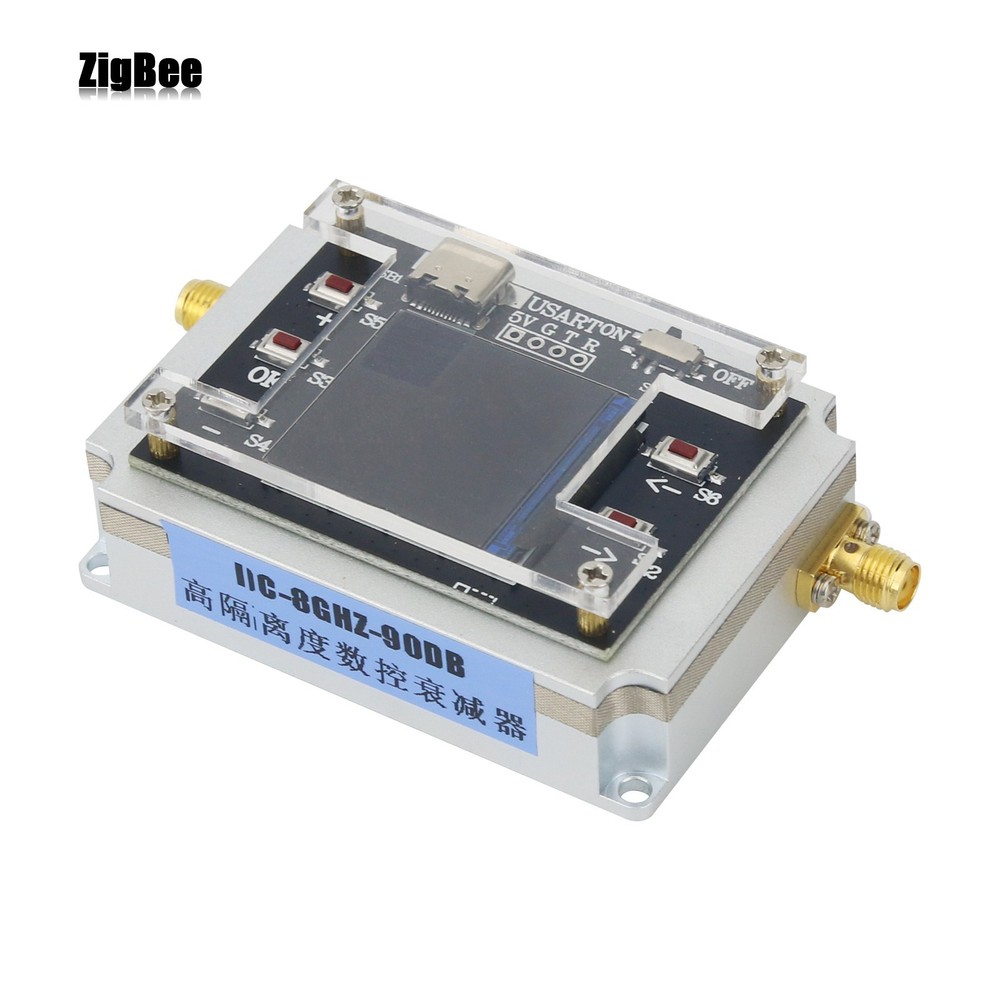DC-8GHz Digital Programmable Attenuator CNC Isolation Attenuator 1.3" TFT Screen