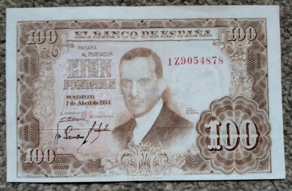 Spain 100 Pesetas 1953 P145a  EF