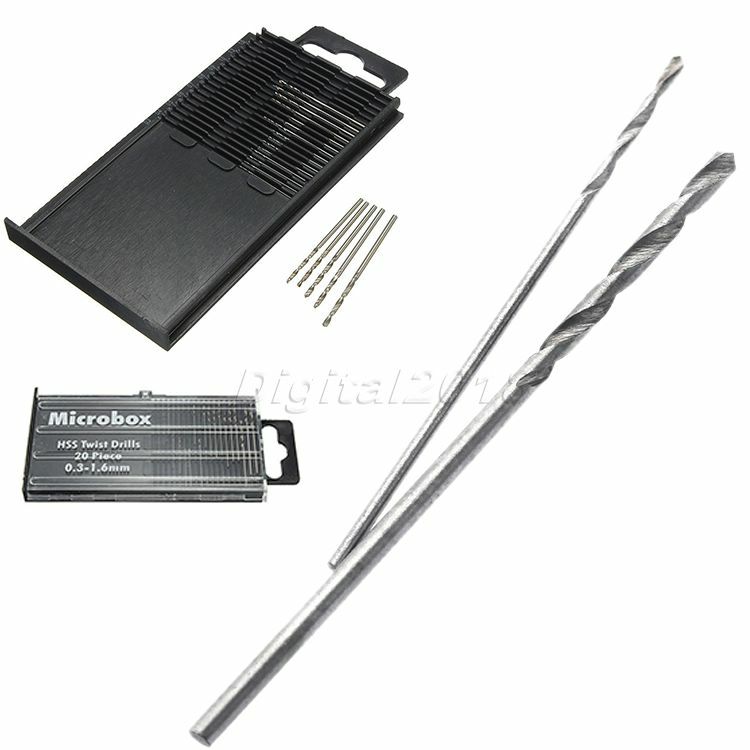20pcs Tiny Micro HSS Twist Drill Bit Set 0.3mm-1.6mm Model Craft Tool with Case