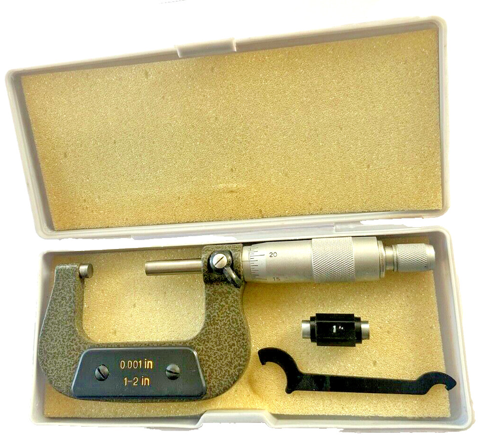 Outside Micrometer 1 to 2 inch X 0.0001" Solid Metal Frame carbide tip
