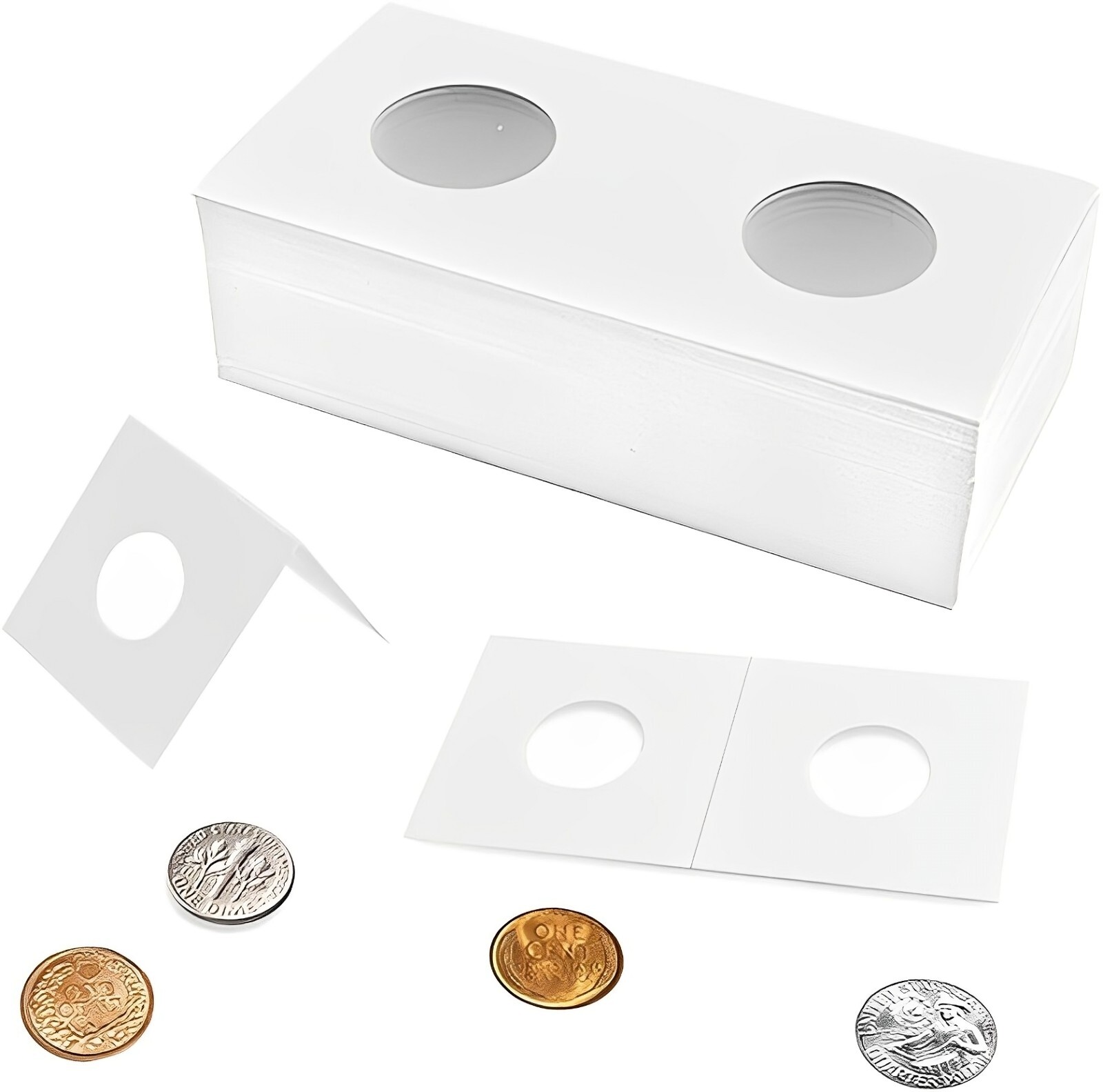 100 PCS Coin Flips for Quarter 25mm/0.98 Inch Cardboard Holders 2x2 inch Pockets