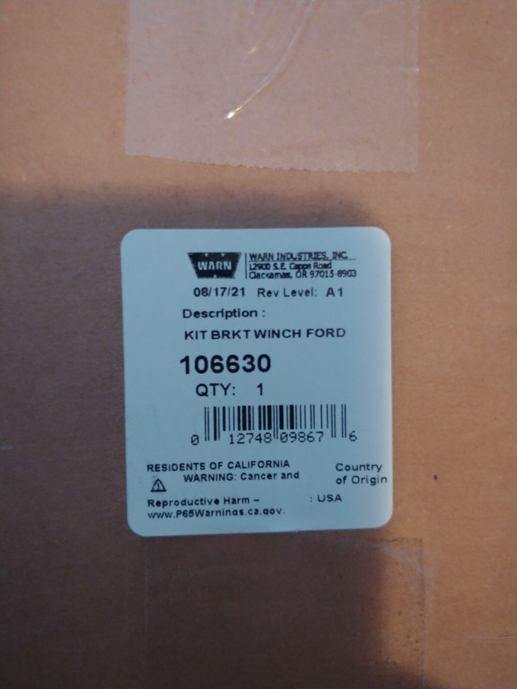 Warn Ford Wench Bracket Kit # 106630